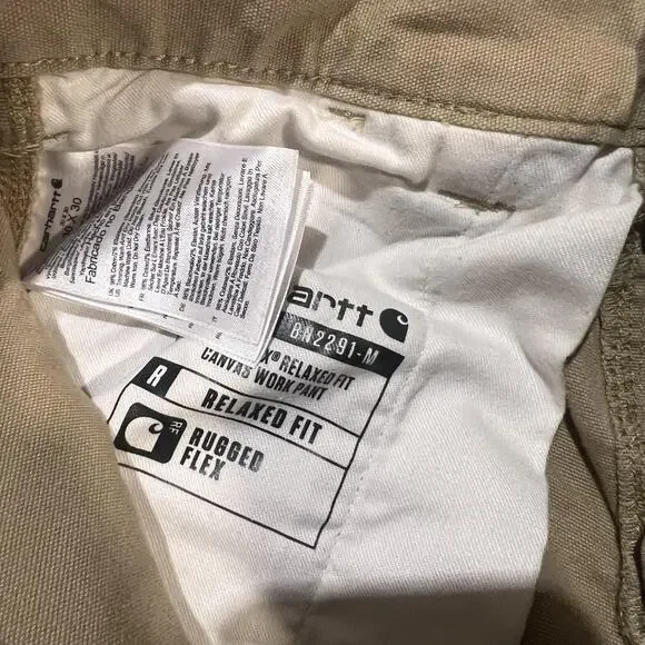 Carhartt Work Pants Mens 30x28 Khaki Rugged Flex Relaxed Fit Canvas Utility - Picture 5 of 9